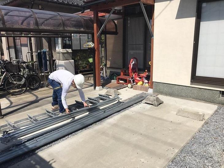外壁塗装のために、これから足場を組み立てていきます！担当：古屋・高見