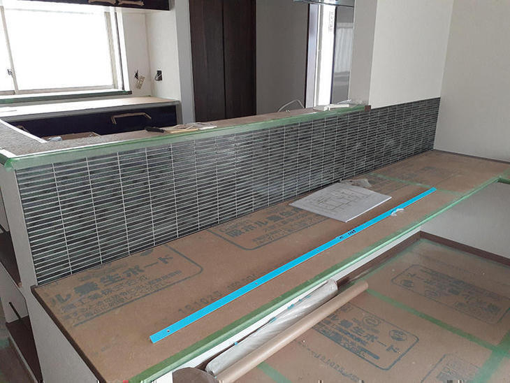 タイル施工完了しました。担当：内田・畑野