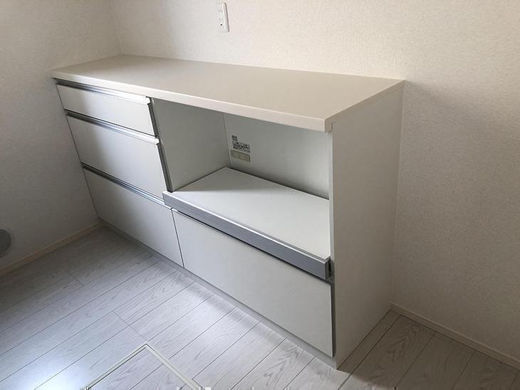 クリナップのカップボードの組立・設置が完了です。家電収納なので、電気工事も必要になります！担当：高見