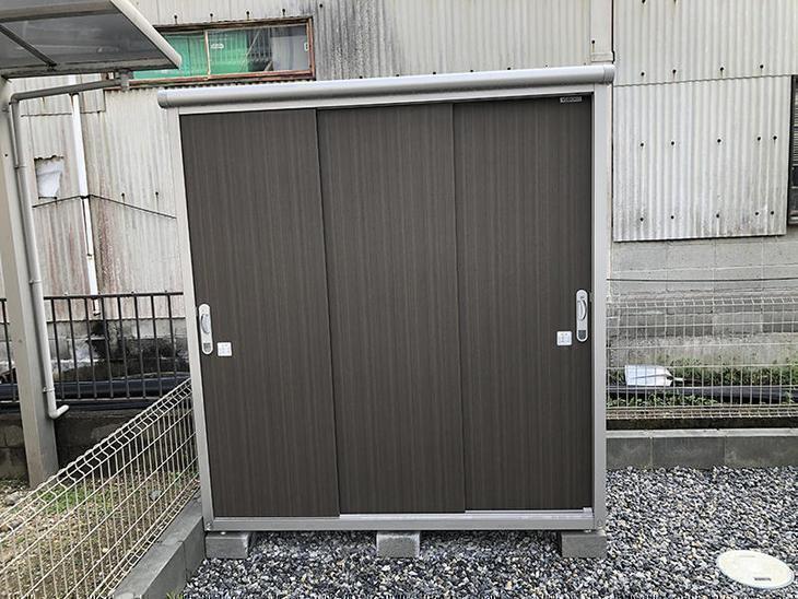 物置を設置しました。ヨド物置のエスモという商品です！担当：高見
