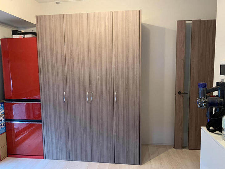 収納棚を造作しました。建具の面材に合わせてデザインしました。【草津栗東店】渡邊