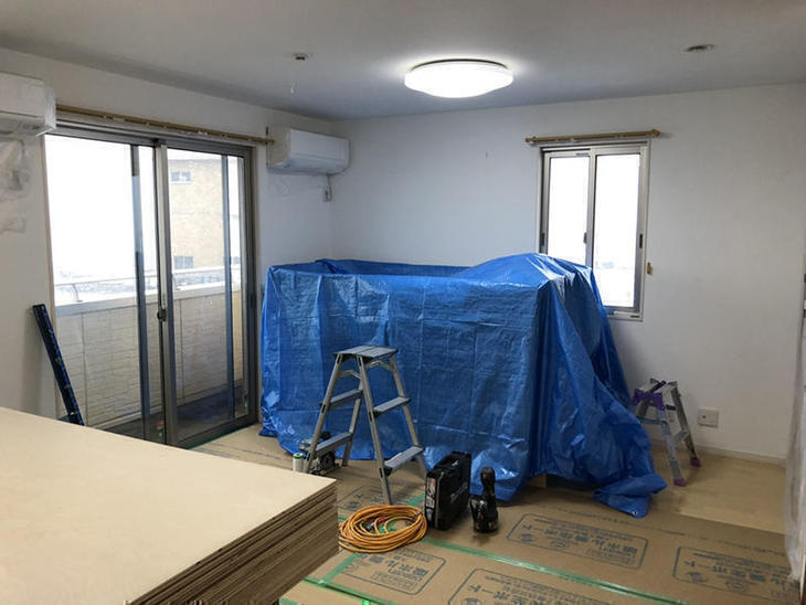 お部屋の養生作業が完了しました。これから子供部屋に間仕切り壁を起こして、それぞれのお部屋に分けます！【彦根店】古屋