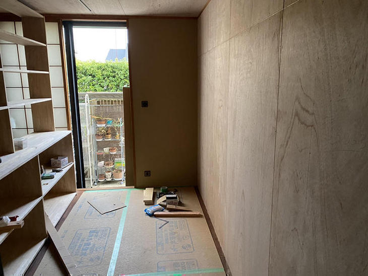 12畳の和室を仕切る為、間仕切り壁を建てました。【大津堅田店】上田滉大・山本