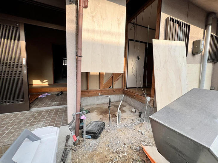 増築に伴い外壁を解体致しました。【水口店】藤井