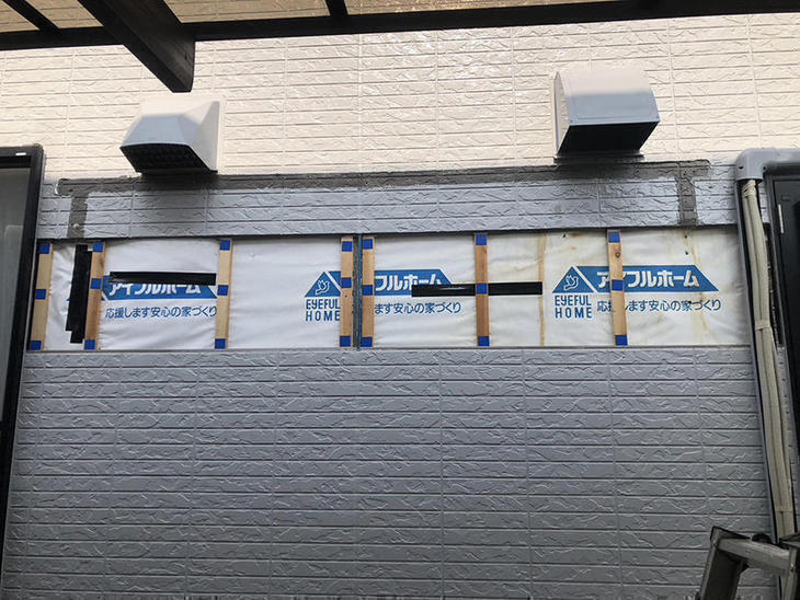 サイディングボードを壁に貼り、外壁をつくってます！【野洲店】久保田・大霜