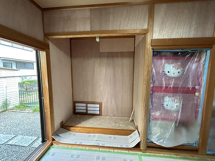 和室の壁にベニヤを張りました【野洲店スタッフ】