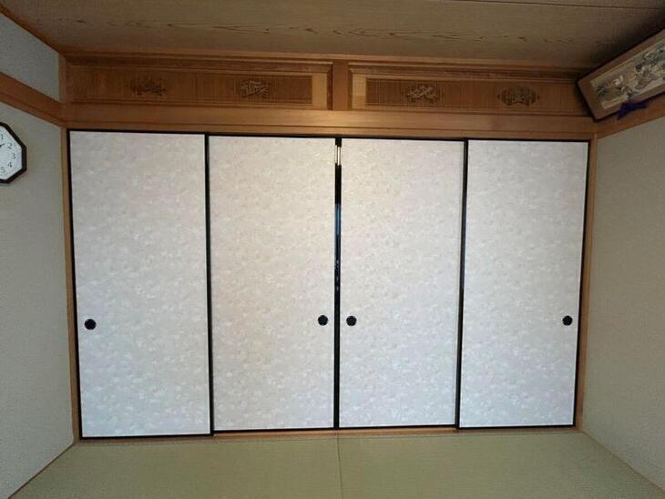 襖を新しく張替えました。素敵な柄です！【湖西店スタッフ】