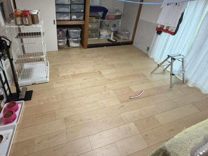 和室の畳を引き上げてウッドテックのMRXのフローリングにしました。【湖西店スタッフ】