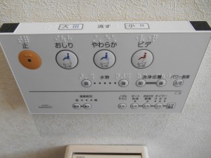 タンク横のレバーではなく、壁付けリモコン(電池式)で洗浄します。