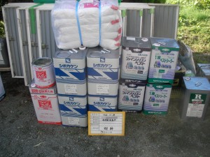 施工中　これだけの材料を使用します