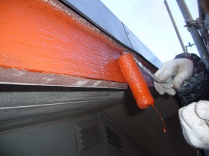 木製破風板下塗り