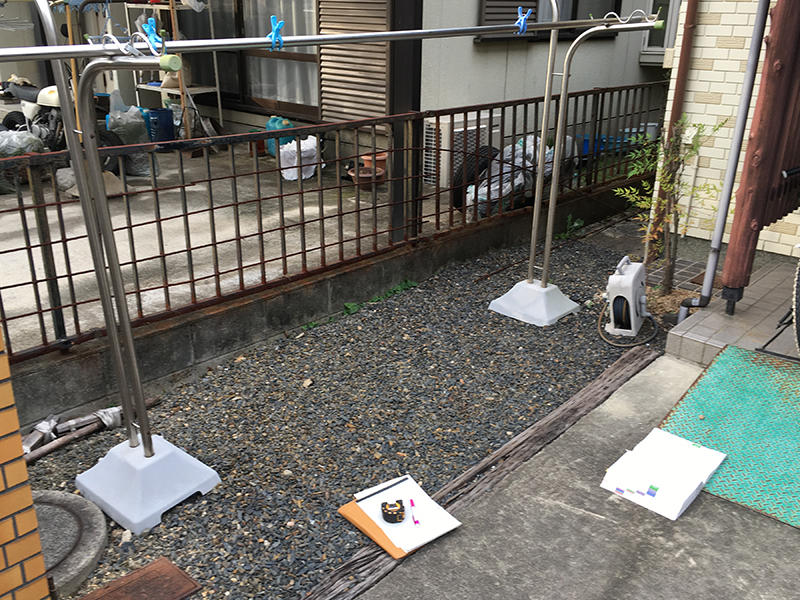 サイクルポート施工前　設置予定場所｜滋賀でリフォームするなら匠工房