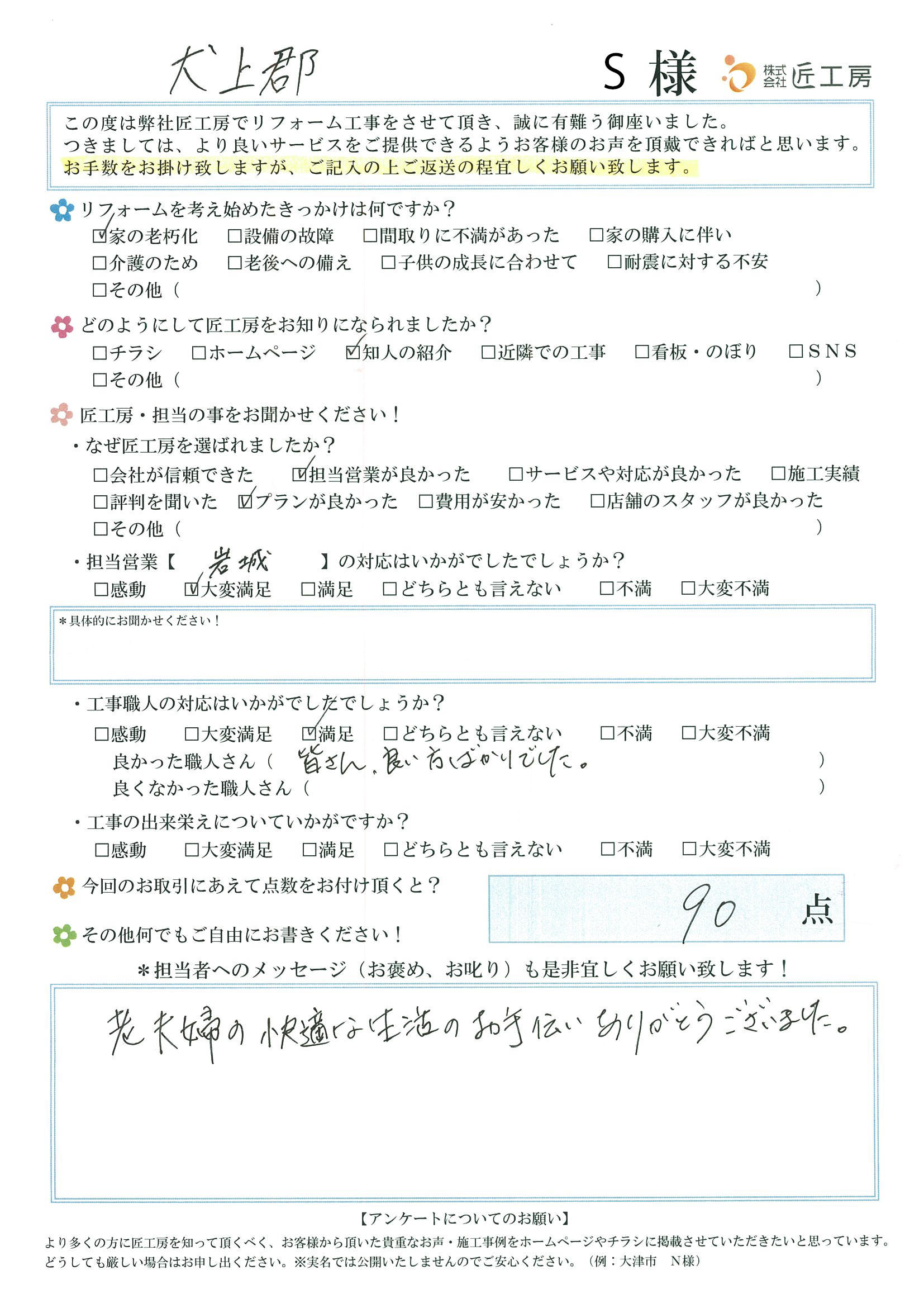 お客様の声　お客様アンケート