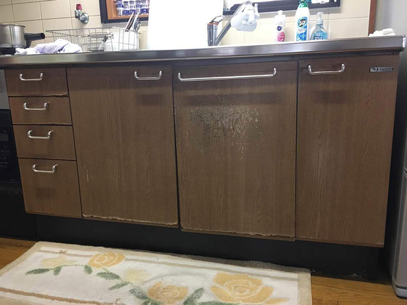 施工前　キッチン開き扉