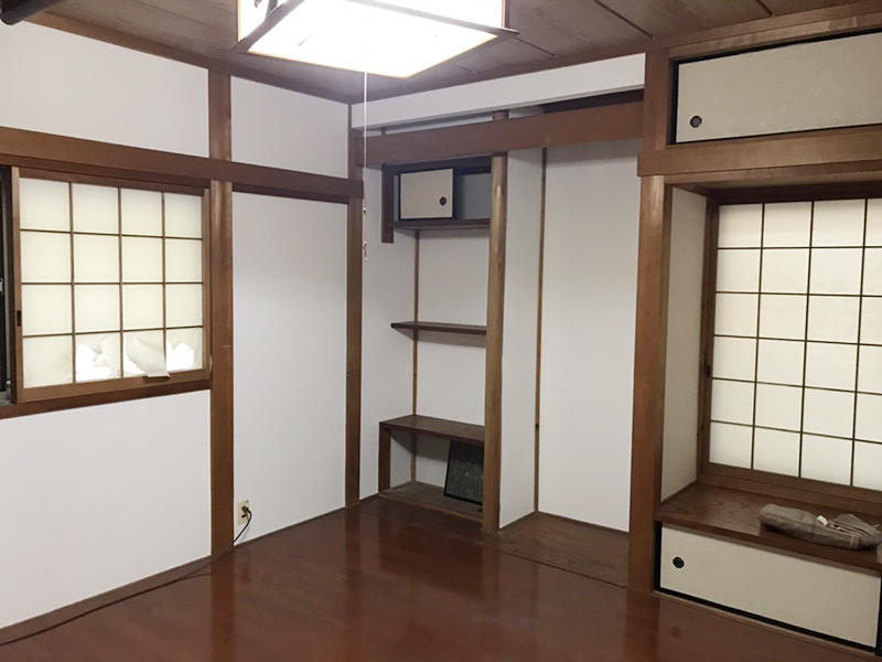 和室リフォーム完成　ジュラク壁をクロスに｜滋賀でリフォームするなら匠工房