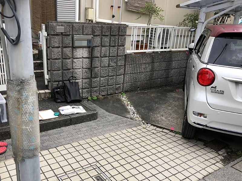 サイクルポート施工前　外構｜滋賀でリフォームするなら匠工房