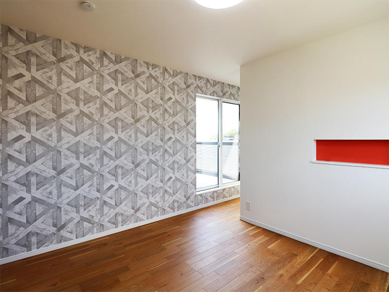 フォーセンス新築完成　アクセントクロス　サンゲツ　FE6009｜滋賀で家を建てるなら匠工房