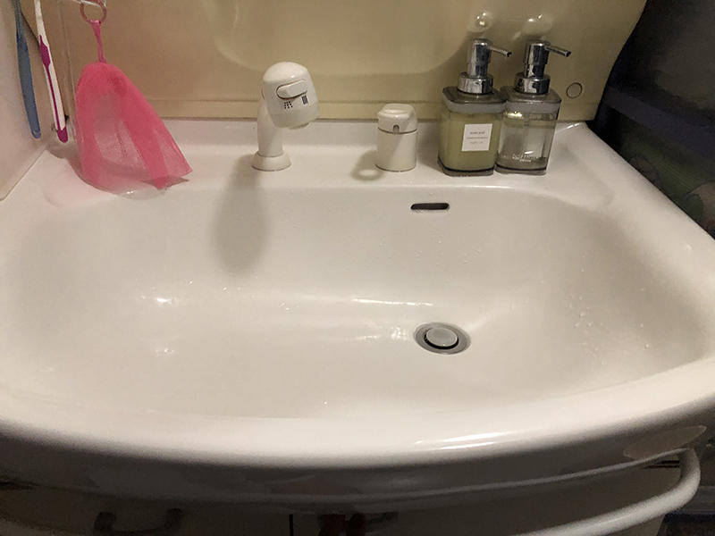 洗面リフォーム施工前　台付水栓｜滋賀でリフォームするなら匠工房