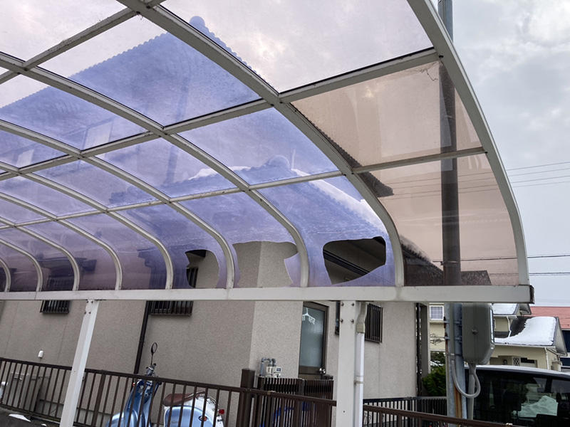 雪害リフォーム施工前　カーポート｜滋賀でリフォームするなら匠工房