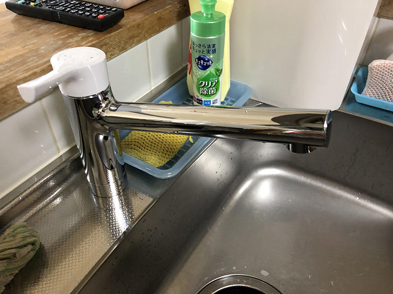 キッチン水栓リフォーム完成　TOTOのシングルレバー水栓｜滋賀でリフォームするなら匠工房