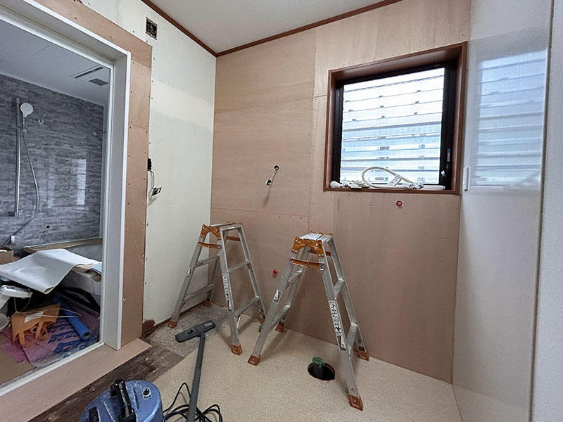 滋賀県 洗面リフォーム 施工中｜滋賀でリフォームするなら匠工房